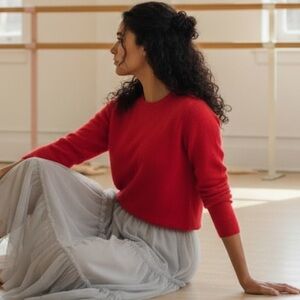 Charter Club Red Crew Neck Sweater 100% Cashmere